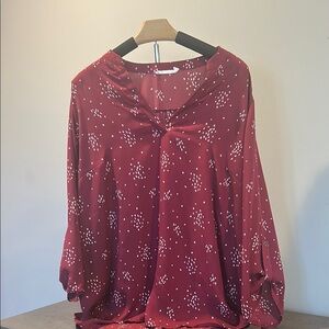 Lush Red Sailor Collar 3/4 Sleeve Blouse